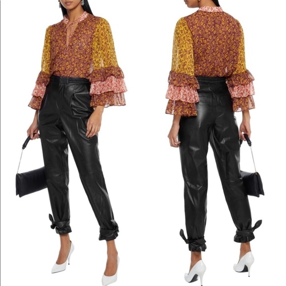 Alice + Olivia Floral Sheer Blouse - Yellow and Red - Picture 12 of 12